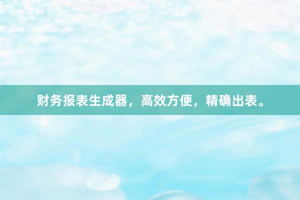 财务报表生成器，高效方便，精确出表。